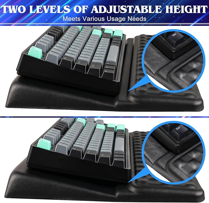 VAIPI Computer Keyboard Stand with Wrist Rest, Ergonomic Tilted Keyboard Riser Holder with Wrist Pad Keyboard Tray Support Relieve Pain & Fatigue - Black