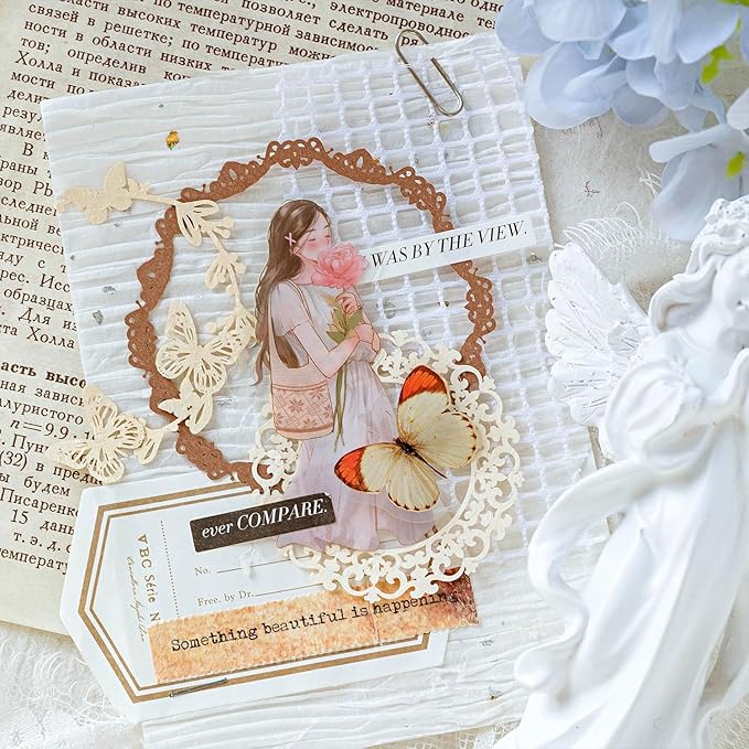 60pcs Decorative Card Paper Frames for Scrapbooking, 6 Packs Flower Lace Wreath Cutouts, Die Cut Border Card for Cardmaking Junk Journals Collage Decoupage Art Crafts Project DIY