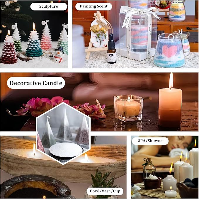 NICEME White Pearled Candle Wax for DIY Candle Making, 26Oz Customized Powdered Candle Sand All Natural Refillable Pourable Wax Beads for Halloween Thanksgiving Christmas Wedding Party (No Wick)