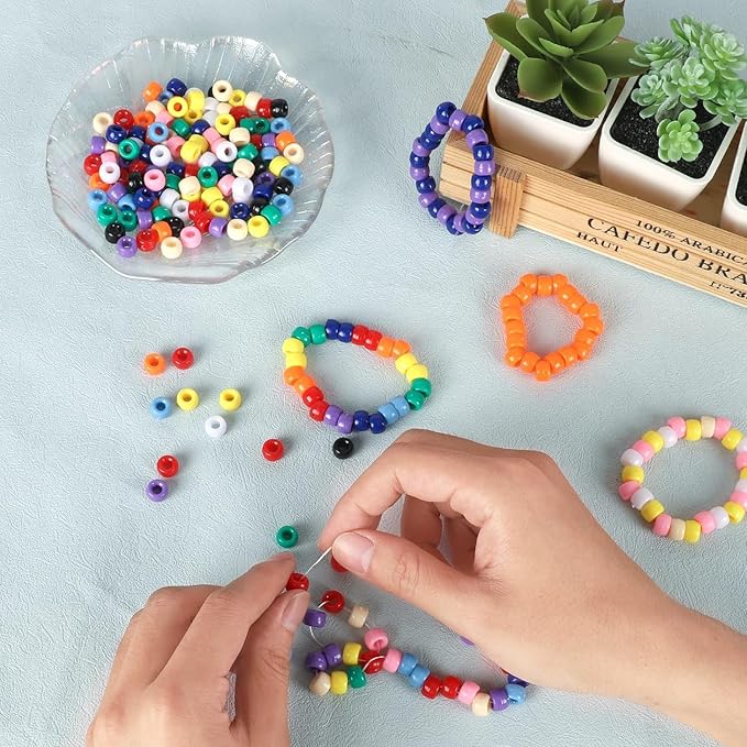 LIS HEGENSA Pony Beads Bulk,Kandi Beads for Necklace Jewelry Making Hair Braiding,Bracelets Making Kits,Hair Bead,Bracelet Plastic Bead for Crafts Braids Girls(48 Color,2200PCS)
