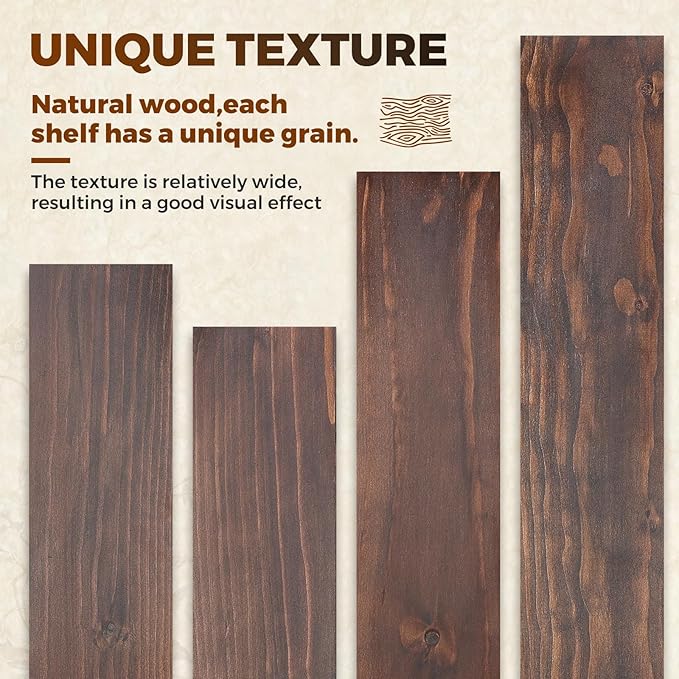 Floating Wall Shelf 16x6.8x1.7 Inch – Solid Wood Shelf in Walnut Finish – Wall Mounted Rustic Display Organizer for Bathroom, Kitchen, Bedroom, Small Spaces – Set of 2