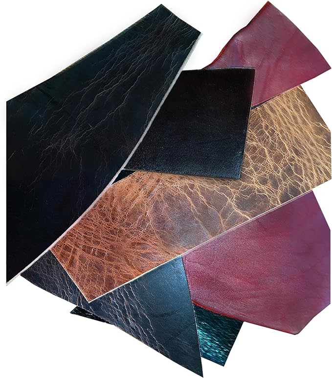 ELW Buffalo Mix Color Leather Scraps | 8-10 oz (3-4 mm) Heavy Duty | Size: 25 LB Weight | Genuine Leather Full Grain Remnants for Crafting, Ideal for DIY Leatherworking Projects | Color: Mix Color