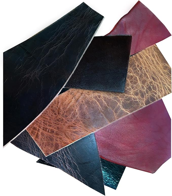 ELW Buffalo Mix Color Leather Scraps | 8-10 oz (3-4 mm) Heavy Duty | Size: 75 LB Weight | Genuine Leather Full Grain Remnants for Crafting, Ideal for DIY Leatherworking Projects | Color: Mix Color