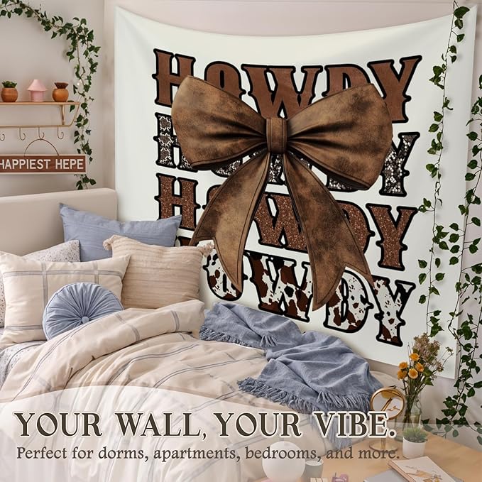 STHTTSW Howdy Tapestry, Western Decor Tapestries Wall Blanket, Cowgirl Room Wall Hanging Decor for Teen Girl Women College Dorm Apartment Home Bedroom, 50x60 Inch