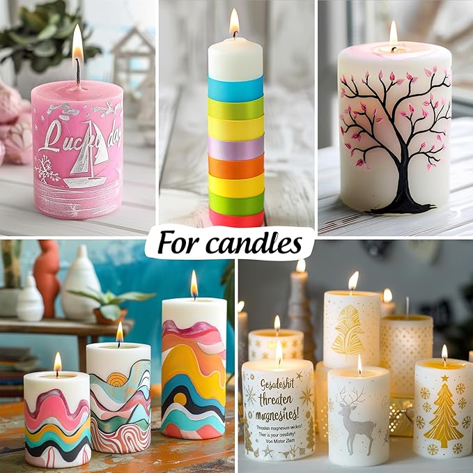 FansArriche Candle Paint, 20 x 15 ml Candle Wax Pen Set for Candle Making, Water-Based Candle Pen for Candle Painting and Decorating with Fine Painting Tip