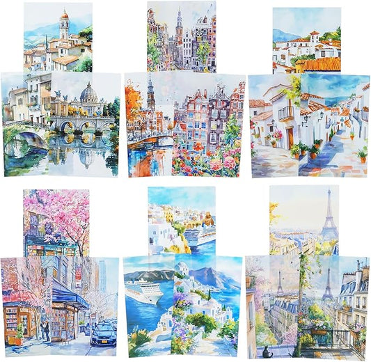 Travel Scenery PET Sticker Set, 60PCS Large Landscape Scrapbook Supplies for Journaling, DIY Crafts and Planner
