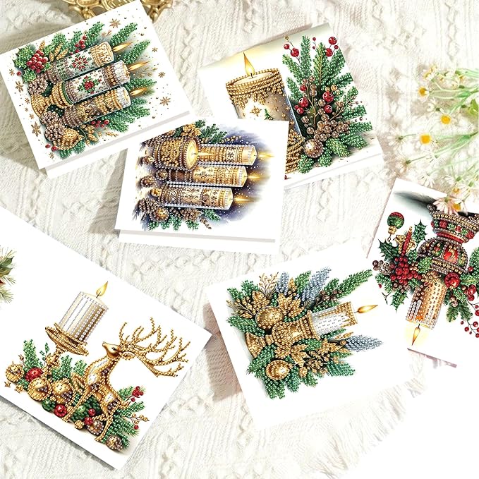 Diamond Painting Greeting Card Kit, Special Shaped Diamonds Painting, DIY Handcraft for Relatives and Friends with Wishes,Unique Design Crafting for Birthday or Holiday Cards