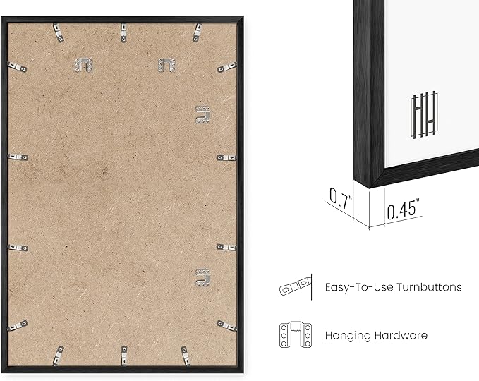 HAUS AND HUES 24x36 Black Metal Picture Frames - Features Premium Aluminum & Hanging Hardware, Shatterproof Plexiglass - Ideal for Home, Room, Office (24x36 in, Black, Set of 3)