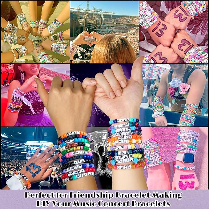 6 Boxes 4500Pcs Pony Beads Bracelet Making Kit, with 1600pcs Letter Beads Friendship Bracelets Kandi Rave Bead for Jewelry Making Keychain Hair Braid Gifts for Girls Teens Arts and Crafts Kits