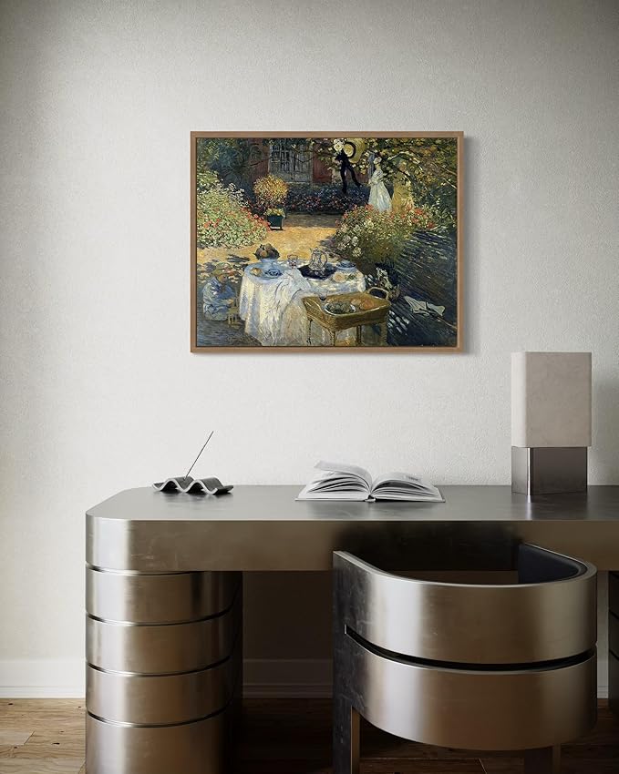 The Luncheon Claude Monet Wall Art Print Poster, Impressionist Painting Wall Art Wall Decor, for Bedroom and Living room Bathroom Decor 115 (The Luncheon, 11 x 14 inches, Wood Frame)
