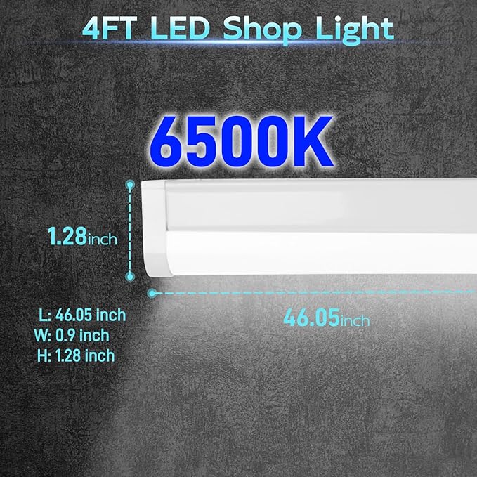 hykolity 6 Pack LED Shop Light 4FT, T5 Integrated Single Fixture, 22W, 2200lm, 6500K Super Bright White, Linkable Shop Light, Utility Shop Lights, Corded Electric with Built-in ON/Off Switch