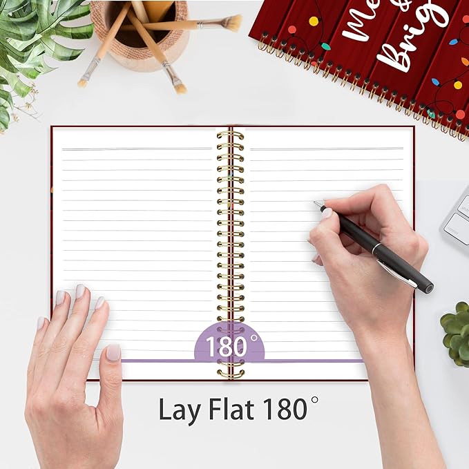 XNXLDYLH Christmas Xmas Notebook Journal for Kids, Rustic Farmhouse Aesthetic Spiral Notebook, Merry and Bright Journals Notebooks, Christmas Office School Supplies Gifts for Women Kids,5.5x8.3Inch