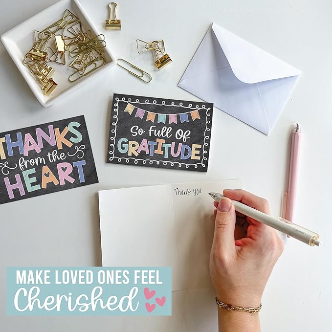 Hadley Designs Bulk Thank You Cards with Envelopes - 24 Kids Thank You Cards For Teachers, Cute Thanks Blank Cards and Envelopes, Fun Appreciation Note Card for Birthday, Baby Shower & Small Business