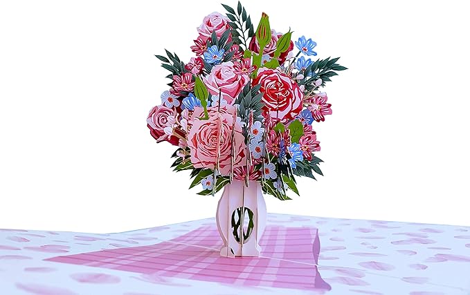 iGifts And Cards Springtime Roses Bouquet 3D Pop Up Greeting Card - Mothers Day, Anniversary, Happy Birthday, Thinking of You, Elegant, I Love You, Friendship, Special Occasion, Thank You, Cute, Fun