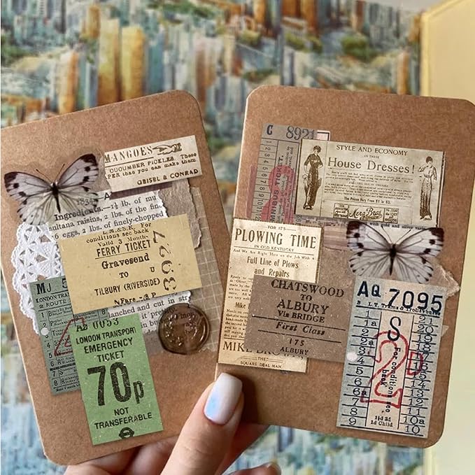 Vintage Stickers, 150 Pcs Scrapbooking Supplies for Bullet Journals, Planners, Letter, Card Album Making, Collage Art, Crafts, Water Bottle