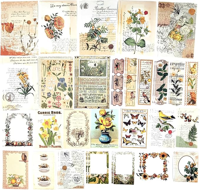 200PCS Vintage Scrapbooking Supplies Kit for Journaling, Scrapbook Sticker Paper Pack for for Bullet Journals Junk Journal Planners Aesthetic Cottagecore Room Decor Wall Art Collage Album