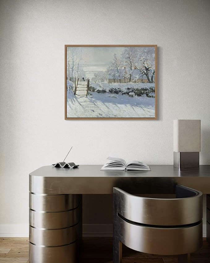 The Magpie Claude Monet Wall Art Print Poster, Impressionist Painting Wall Art Wall Decor, for Bedroom and Living room Bathroom Decor 115 (The Magpie, 16 x 20 inches, Wood Frame)