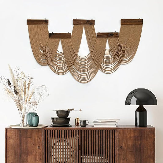 LB Large Macrame Wall Hanging, Brown Boho Tapestry Wall Hanging Macrame Wall Art Handmade Yarn Woven Wall Art Modern Home Decor Headboard Wall Decor for Bedroom Living Room Dorm Nursery, 53x28 Inch