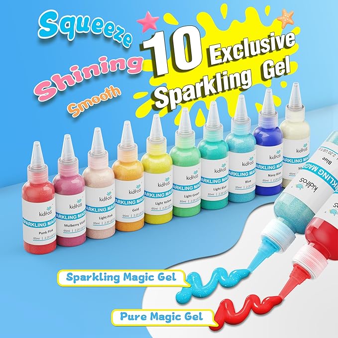 Kiditos Magic Water Elf Toy Kit–Squishies for Kids, 20 Gels & 10 Molds, Magic Gel Water Pets Sensory Toy, Fun DIY Craft Kit, Party Favors, Birthday & Christmas Gifts for Kids Ages 3+