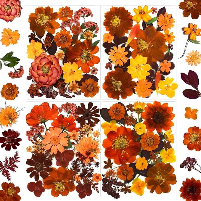 92 Pcs Fall Dried Pressed Flowers for Resin Molds, Real Natural Bulk Dry Wildflowers Leaves Perfect for Epoxy, DIY Crafts, Nails, Soap Candles Jewelry Making, and Home Decor