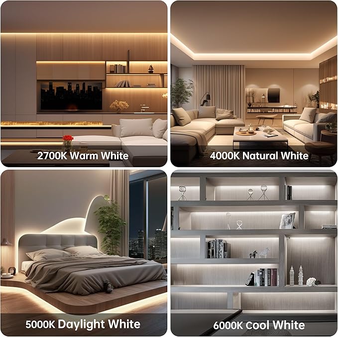 CtrlCV COB 24V LED Strip Light, Adjustable Brightness Strip Light, 16.4ft, CRI90+, DC Connector, for DIY Home Lighting, Living Room, Bedroom (with 18-Key IR Remote Control, Adapter) (3000K, 16.4ft)