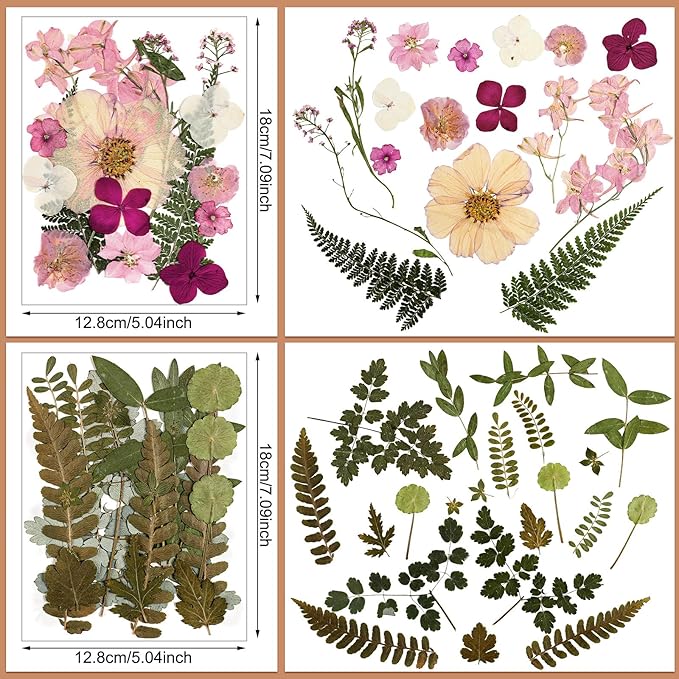 Nuanchu Dried Flower for Crafts Resin Pressed Flowers Bulk Real Dried Wildflowers Leave Natural with Tweezer for Resin Mold Scrapbooking Nail Soap Candle Cake Card Making DIY Christmas Crafts Supplies