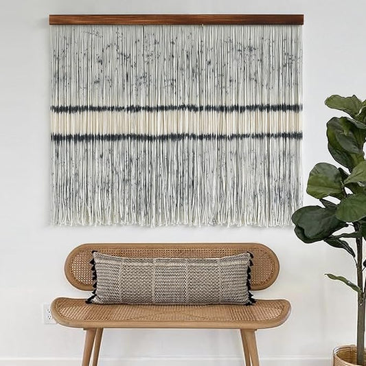 Flber Macrame Wall Hanging Dip Dyed Fiber Art Modern Minimalist Boho Wall Art for Living Room Bedroom Office Backdrop 39" W x 33" L
