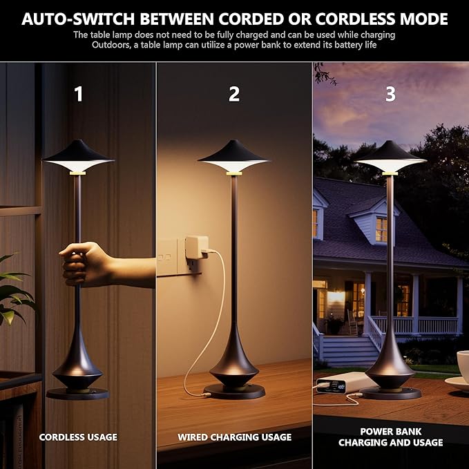 Modern Minimalist Cordless Table Lamp,Rechargeable,Aluminum Alloy Body for Living Room/Bedroom/Kitchen/Outside(Nebula Purple 1 Pack)