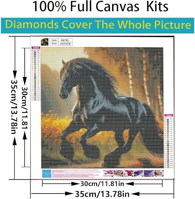 CSZPPQAF 5D Diamond Painting Kits for Adults, Animal Horse Diamond Art Kits for Adults Beginner, DIY Full Drill Gem Art Paint by Diamonds Dots Crafts Kits for Home Decor 13.7x13.7Inch