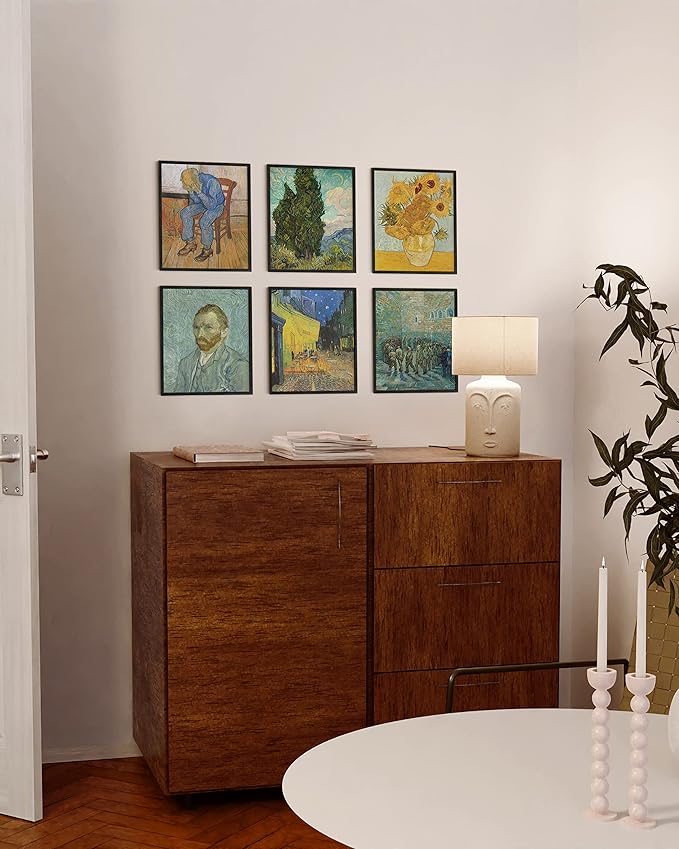HAUS AND HUES 8x10 Black Oak Frame Set of 6 - Wooden Gallery Holders for Posters & Photos