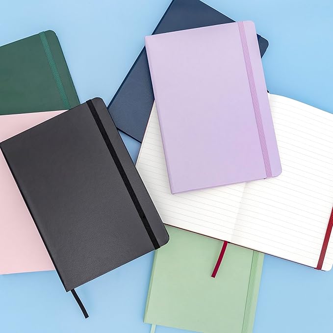 PAPERAGE Lined Journal Notebook, (White), 160 Pages, Medium 5.6 in x 8 in - 100 GSM Thick Paper – Hardcover Journaling Notebook for Work, School & Note Taking