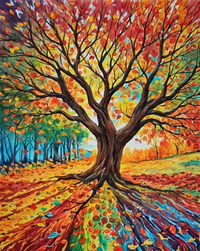 ldazao Tree of Life Paint by Numbers Kit for Adults Beginner DIY Painting Kits for Adults Stained Glass Easy Paint by Number Acrylic On Canvas Drawing Colorful Paintworks Artwork 16 X 20 Inch