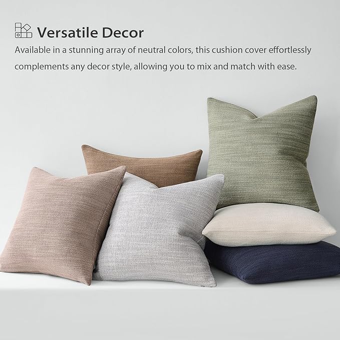 Meekio Set of 2 Linen Look Dark Sage Pillow Covers 22x22, Decorative Throw Pillow Covers for Couch, Sofa, Bed & Living Room Decor