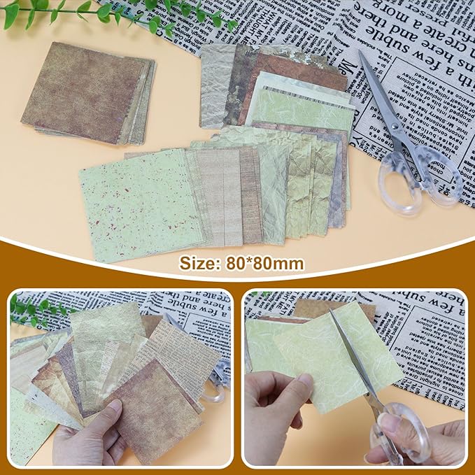 Koqye 215PCS Aesthetic Scrapbook Paper Pack, Junk Journal Supplies Starter Kit with Floral Stickers, Scissor, Quick Dry Glue Pen, Scrapbook Kit for Planner DIY Arts Craft Collage(Tangerine Dream)
