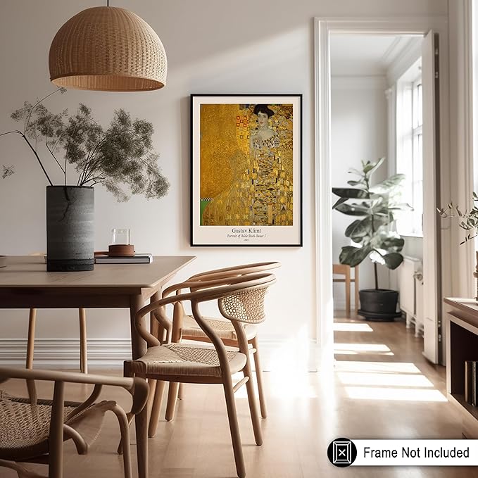 Poster Master Vintage Gustav Klimt Poster - Retro Portrait of Adele Bloch-Bauer Print - Art Nouveau - Lady in Gold Art - Gold Leaf Art - Classic Painting - Living Room Decor - 8x10 UNFRAMED Wall Art