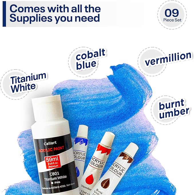 Painting4Real DIY Art Painting Kit for Adults – Learn to Paint Fall Trees with Video Tutorials – 9 Pieces Acrylic Paint Set for Adults –Perfect Christmas Crafts & Holiday Gifts for Art Lovers