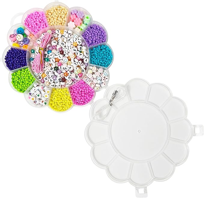 LUV HER Beading Kits - Necklace Making Kit & DIY Friendship Bracelet Kit for Girls - Includes 60x 6mm Verbiage, 8mm Pearl Beads & More - Jewelry Making Craft Kit for Kids Ages 6+ - 5.88'' x 4.79