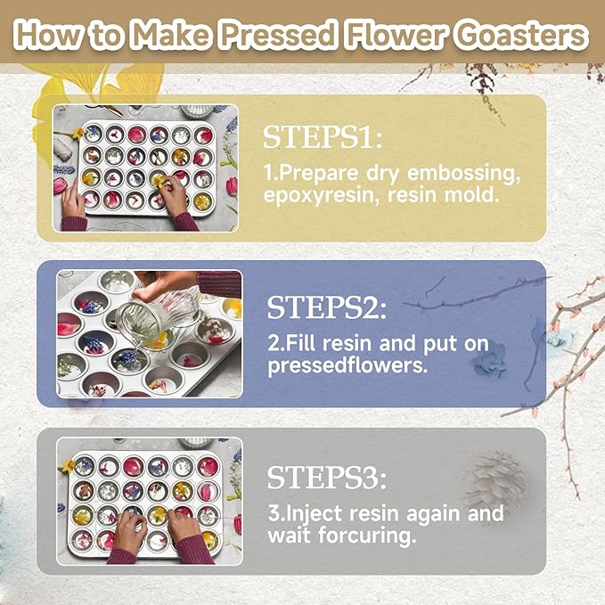 173Pcs Real Dried Pressed Flowers for Crafts - Natural Dry Flower Kit for Resin, Stickers, Bookmarks, Candle Making, Soap, Nail Art, Frames, Invitations & Jewelry