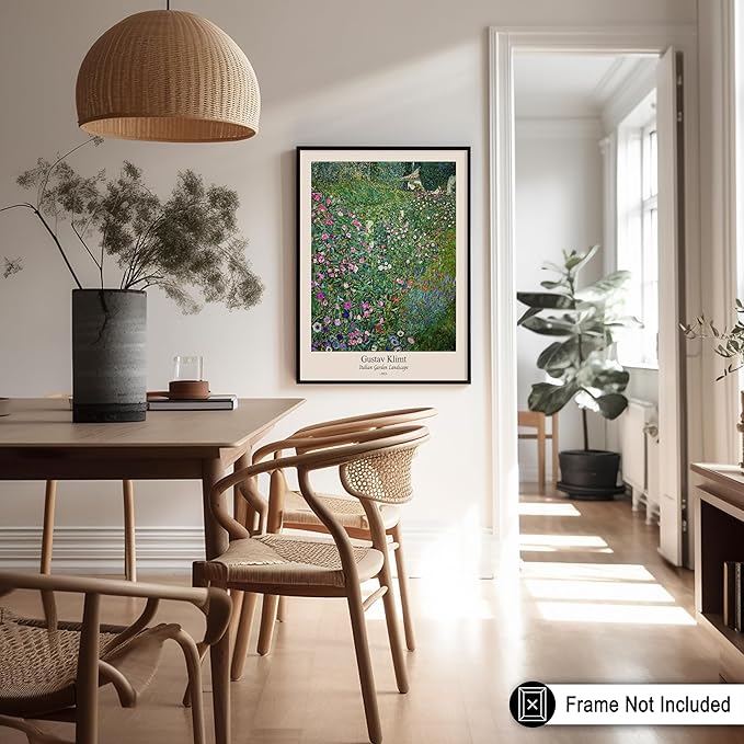 Poster Master Vintage Gustav Klimt Poster - Retro Italian Garden Landscape Print - Art Nouveau - Floral Art - Botanical Art - Classic Painting - Aesthetic Living Room Decor - 8x10 UNFRAMED Wall Art
