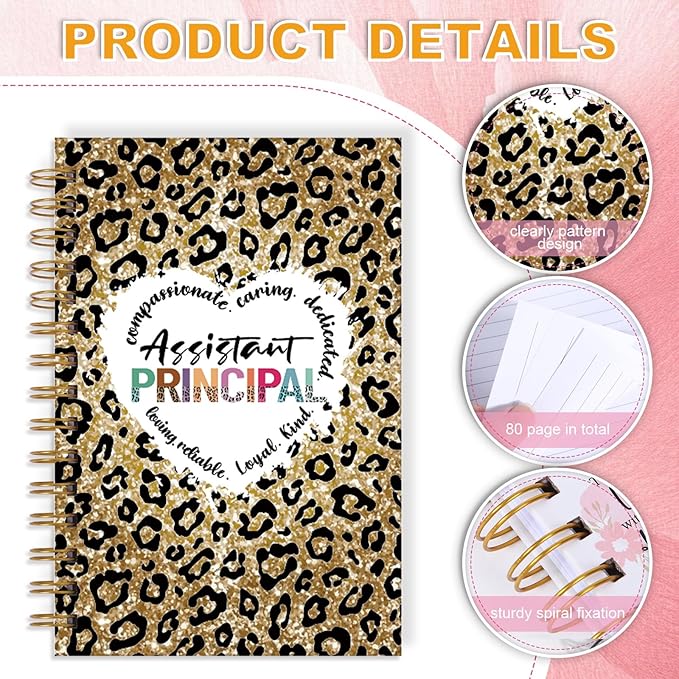 Assistant Principal Spiral Notebook Journal Assistant Principal Appreciation Gifts for Women Men, Thank You School Teacher Appreciation Gifts, Leopard Print Spiral Notebook 5.5x8.3 Inch