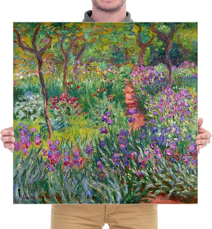 Wieco Art Canvas Print Wall Art The Iris Garden at Giverny,1899-1900 by Claude Monet Impressionism Art Print Picture Artwork for Living Room Bedroom Home Kitchen Decorations
