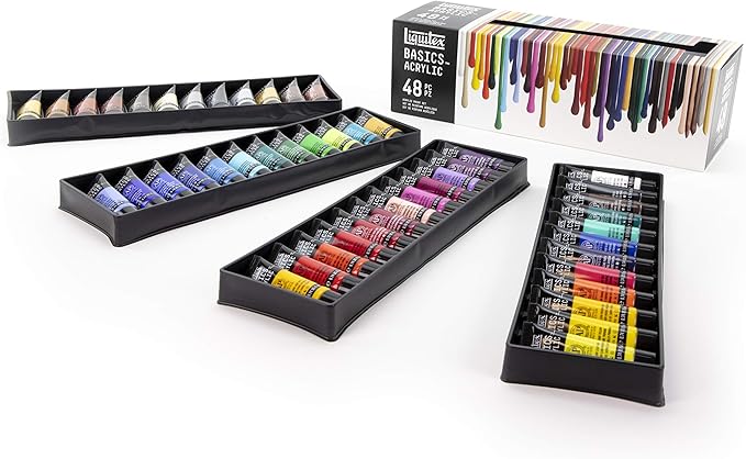 Liquitex BASICS Acrylic Paint Set, 48 x 22ml (0.74-oz) Tube Set