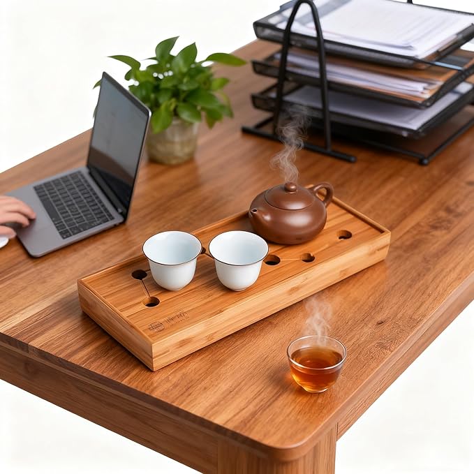 Bamboo Tea Tray Japanese Tea Set Chinese Kungfu Serving Vintage kuangfu Tray 11x4.6x1.38 inches Vintage Chinese Kungfu Tea Tray Gongfu Water Storage Table