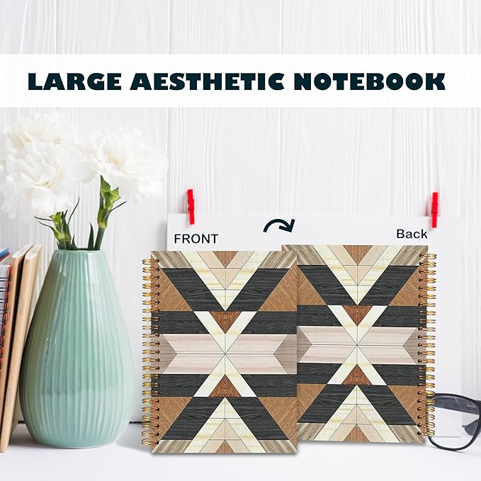 BearCake Boho Western Notebook Journal, Western Southwestern Tribal Aztec Pattern Notebook, Native American Gifts, Western Office Supplies, Native American Art Hardcover Spiral Notebook 5.5x8.3