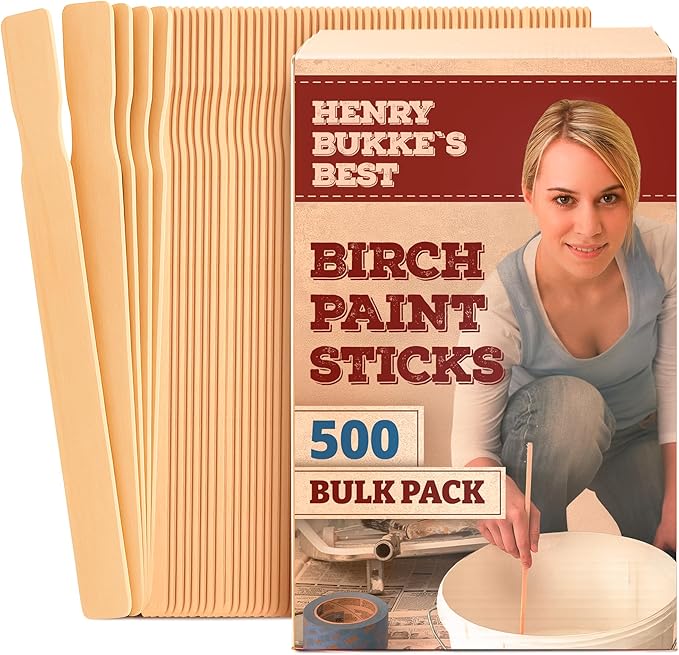 Henry Bukke's Best Birch Paint Sticks, 500 Bulk Pack, 12 Inch – Clean & Smooth for Automotive, Industrial, Beauty, Art & Craft Projects, Made in USA