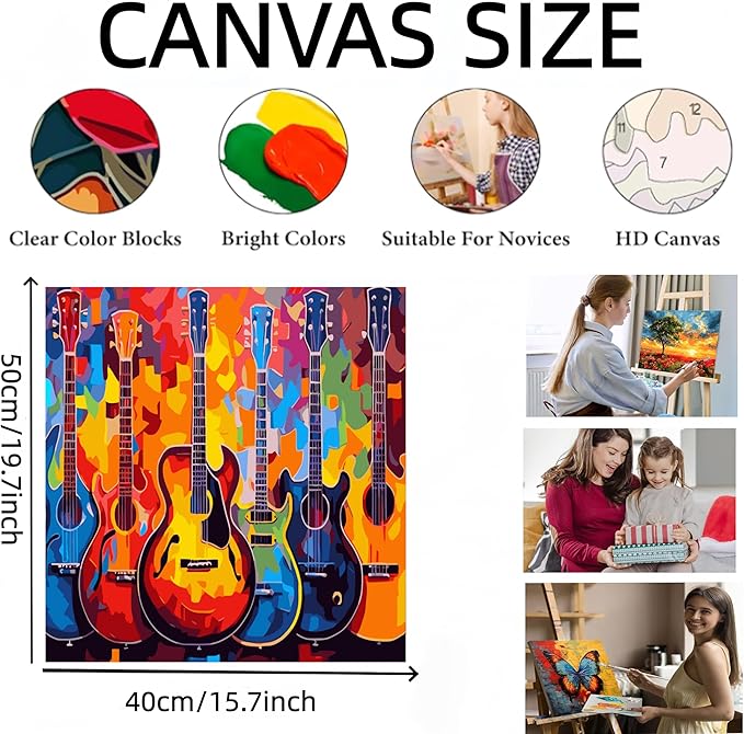 Painting by Numbers Kit for Adults Beginner,Guitar Dream Color by Numbers for Adults,Adult Paint by Number Kits on Canvas,Paint by Numbers Easy Oil Painting for Home Wall Decor 15.7X19.7 Inch