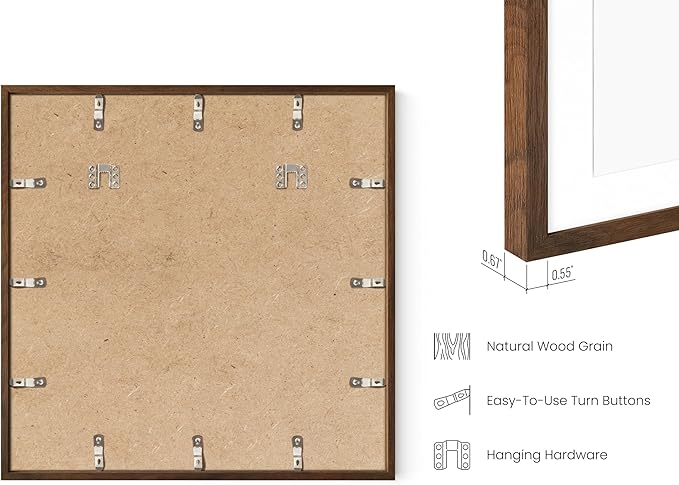 HAUS AND HUES Walnut Square Frames Set of 4-20x20