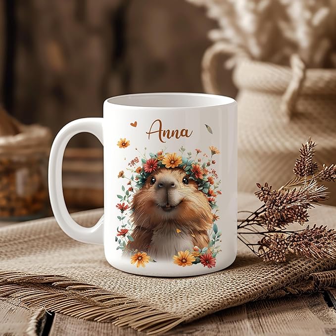 Hyturtle Personalized Cute Capybara Mug - Capybara Lover Gift - Coffee Cup Ceramic Mug 11 15oz