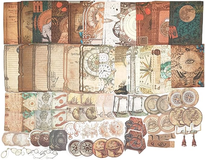 100PCS Vintage Journaling Scrapbooking Supplies Ephemera Pack for Junk Journal Bullet Journals Planners Decoupage Paper Scrapbook Stickers Aesthetic Cottagecore Collage Craft Album (Astronomy)