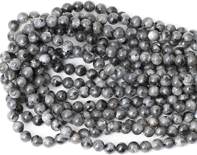45PCS 8mm Natural Black Labradorite Gemstone Round Loose Beads Crystal Energy Stone for DIY Jewelry Making 1 Strand 15"